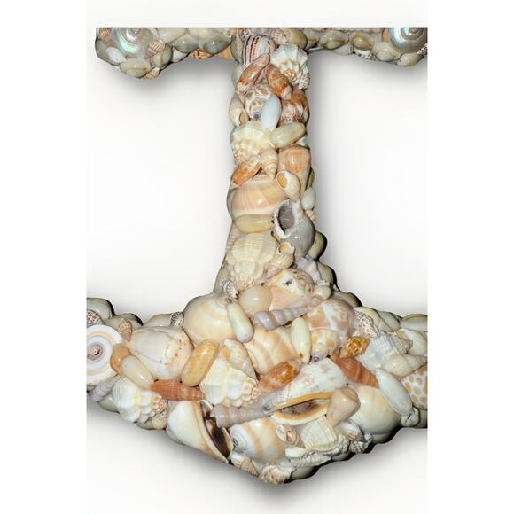 Handcrafted Sea Shell Anchor 13" Beach Seashore Coastal Nautical Hanging Decor - Picture 5 of 5